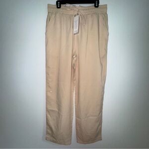 MATEAM Women’s Beige Linen Blend Drawstring Pants‎ Size 34